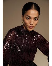 Phase Eight - Hannah High Neck Sequin Top - Lyst