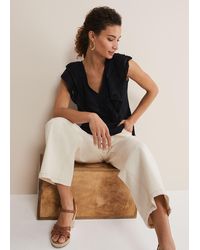 Phase Eight - 's Rosey Linen Ruffle Blouse - Lyst