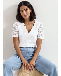 Phase Eight - Freya Broderie Scallop T Shirt - Lyst