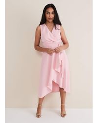 Phase Eight - Petite Julissa Sleeveless Ruffle Wrap Midi Dress - Lyst