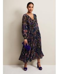 Phase Eight - Petite Kindra Floral Pleated Midi Dress - Lyst