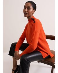 Phase Eight - Holly Button Neck Jumper - Lyst