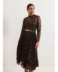 Phase Eight - Petite Theodora Leopard Pleat Midi Dress - Lyst