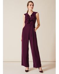 Phase Eight Synthetic Maeve Frill Detail Jumpsuit in Ivory/Navy 