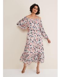 Phase Eight - Vicky Off Shoulder Printed Dress - Lyst