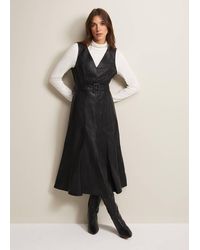 Phase Eight - 's Khloe Black Faux Leather Midi Dress - Lyst