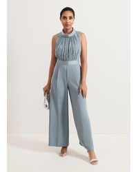 Phase Eight - Petite Eliza Textured Bodice Wide Leg Jumpsuit - Lyst