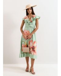 Phase Eight - Matilda Linen Blend Floral Midi Dress - Lyst