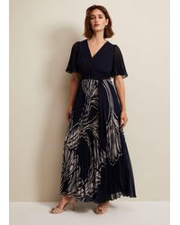 Phase Eight - Abigail Printed Pleat Midaxi Dress - Lyst