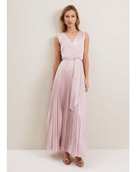 Phase Eight - Bonnie Pleated Wrap Satin Maxi Dress - Lyst