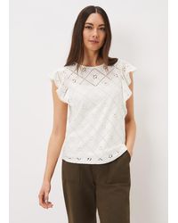 Phase Eight - Guilana Cotton Frill Sleeve Lace Top - Lyst