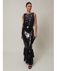 Phase Eight - 's Elena Black Sequin Tiered Maxi Dress - Lyst