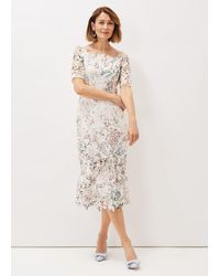 Phase Eight - Franky Lace Bardot Midi Dress - Lyst
