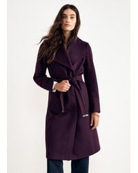 Phase Eight - Nicci Dark Burgundy Belted Wool Coat - Lyst