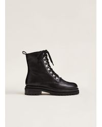 Phase Eight - 's Meladie Black Leather Lace Up Ankle Boots - Lyst