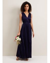 Phase Eight - Bonnie Pleat Wrap Satin Maxi Dress - Lyst