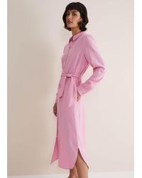 Phase Eight - 's Rosalina Pink Linen Shirt Dress - Lyst