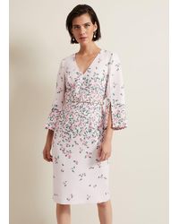 Phase Eight - Giovanna Floral Belted Split Sleeve Dress - Lyst