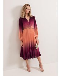 Phase Eight - Mira Ombre Button Detail Pleat Dress - Lyst