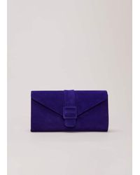 Phase Eight - 's Blue Suede Clutch Bag - Lyst