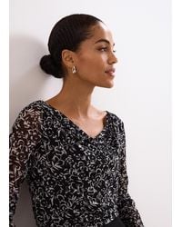 Phase Eight - Tammy Printed Cowl Neck Mesh Top - Lyst