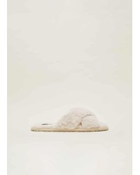 Phase Eight - 's Ivory Faux Fur Slipper Sliders - Lyst