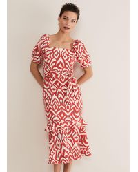 Phase Eight - Mariam Puff Sleeve Printed Midi Dress - Lyst