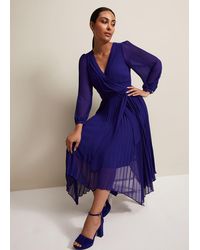 Phase Eight - Petite Petra Pleated Midi Dress - Lyst