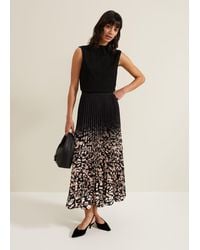 Phase Eight - Elmina Abstract Print Pleated Skirt - Lyst