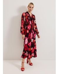 Phase Eight - Eleni Floral Tie Neck Midi Dress - Lyst