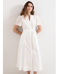 Phase Eight - Aletta Broderie Midi Shirt Dress - Lyst