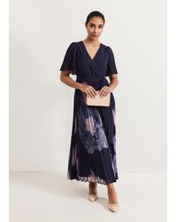 Phase Eight - Petite Abigail Printed Pleat Maxi Dress - Lyst