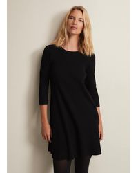 Phase Eight - 's Evelyn Black Ribbed Mini Dress - Lyst