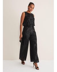Phase Eight - Aubrey Sequin Wide Leg Jumpsuit - Lyst