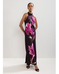 Phase Eight - Petite Marcella Satin Printed Maxi Dress - Lyst