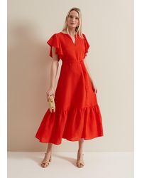 Phase Eight - Morgan Linen Midi Dress - Lyst