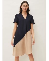 Phase Eight - Doty Colour Block Linen Dress - Lyst