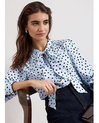 Phase Eight - Coco Polka Dot Tie Neck Blouse - Lyst