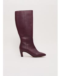 Phase Eight - Leather Knee High Low Heeled Boots - Lyst