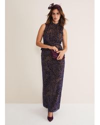Phase Eight - Catalina Leopard Velvet Maxi Dress - Lyst