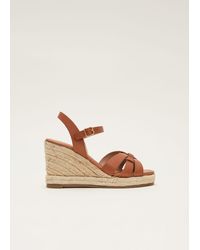 Phase Eight - Leather Multi Strap Wedge Espadrille - Lyst