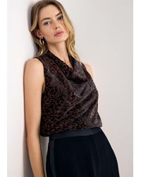 Phase Eight - Lulu Leopard Print Cowl Neck Top - Lyst