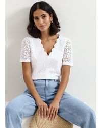 Phase Eight - Freya Broderie Scallop T Shirt - Lyst