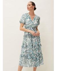 Phase Eight - Iona Swirls Print Tiered Short Sleeved Midi Dress - Lyst