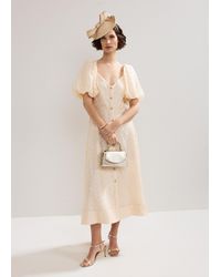 Phase Eight - Bonnie Textured Puff Sleeve Midi Dress - Lyst