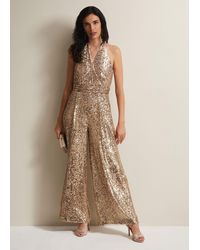 Phase Eight - Clarabella Sequin Halterneck Jumpsuit - Lyst