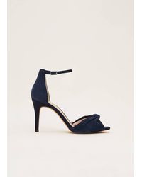 Phase Eight - 's Navy Suede Open Toe Heels - Lyst