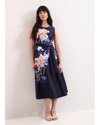 Phase Eight - Natalya Fit And Flare Floral Printed Midi Dress - Lyst