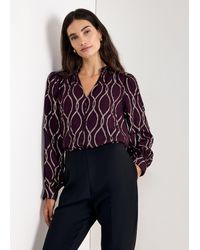 Phase Eight - Kayleigh Abstract Long Sleeve V-Neck Top - Lyst