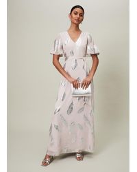 Phase Eight - Larah Lurex Feather Jaquard Maxi Dress - Lyst